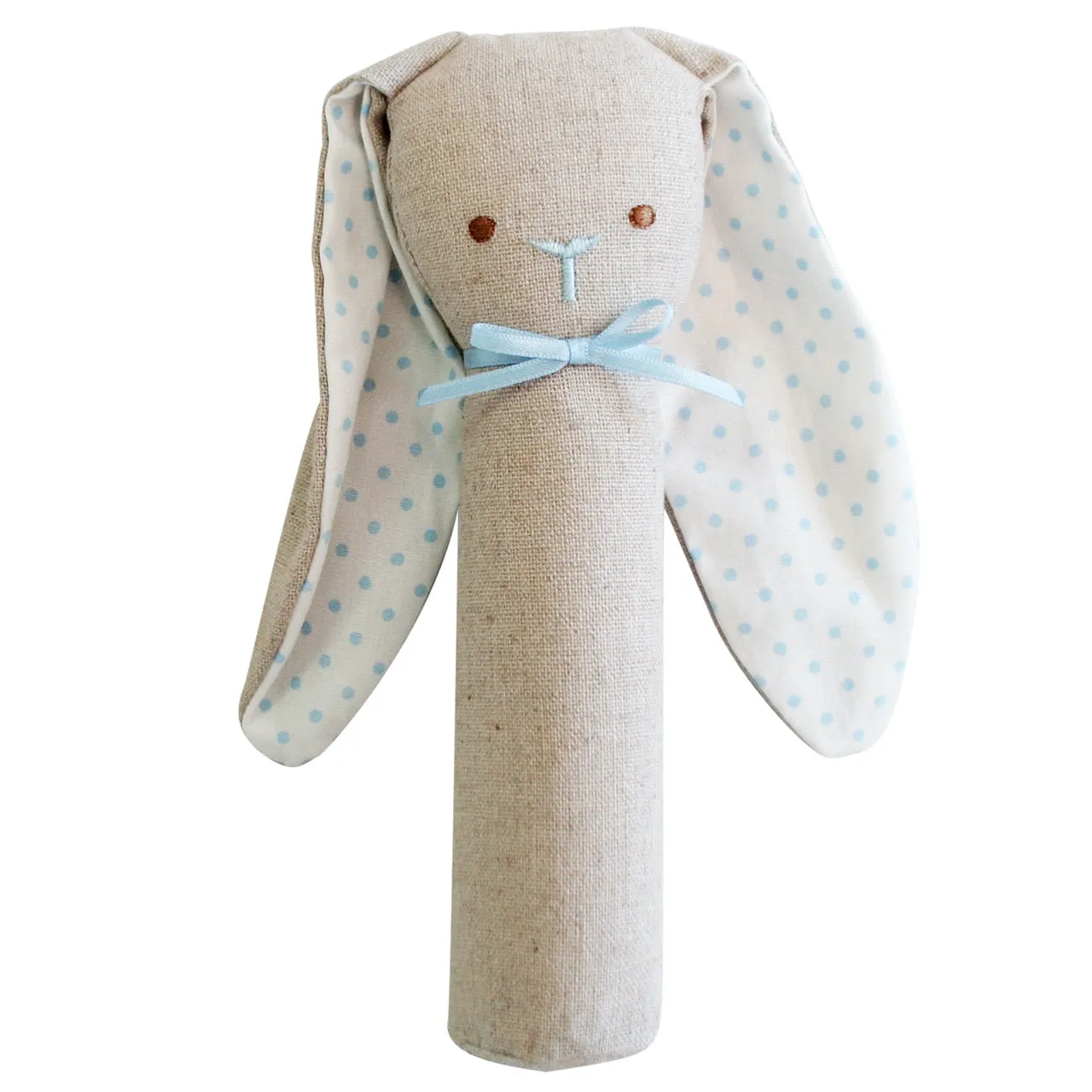Alimrose - Bunny Rattle & Squeaker Linen - Blue