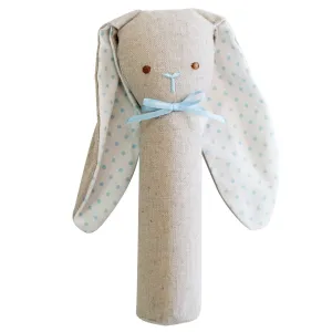 Alimrose - Bunny Rattle & Squeaker Linen - Blue