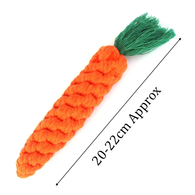 Cartoon Animal Dog Chew Toys | Handmade Cotton Rope Carrot Shape | Braided Bite-Resistant Molar Cleaning Toy for Small and Large Dogs