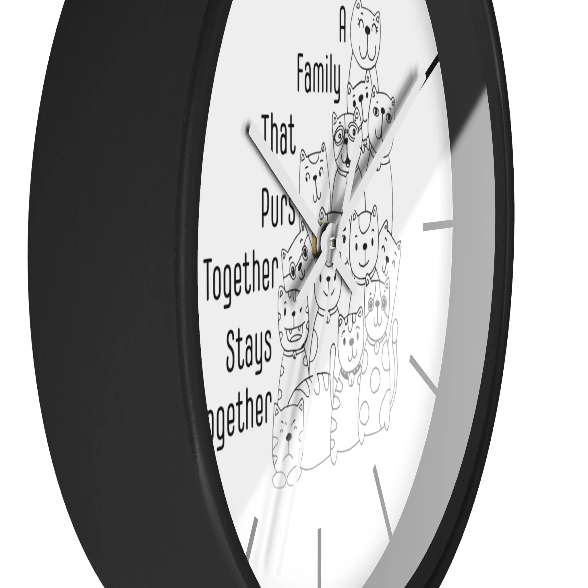Family Themed Wall Clock. Wall Clock, Home Decor, Cat Lover, Cat Mom. Cat Dad, Housewarming Gift, Gift For Mom, Gift For Dad, Birthday Gift.