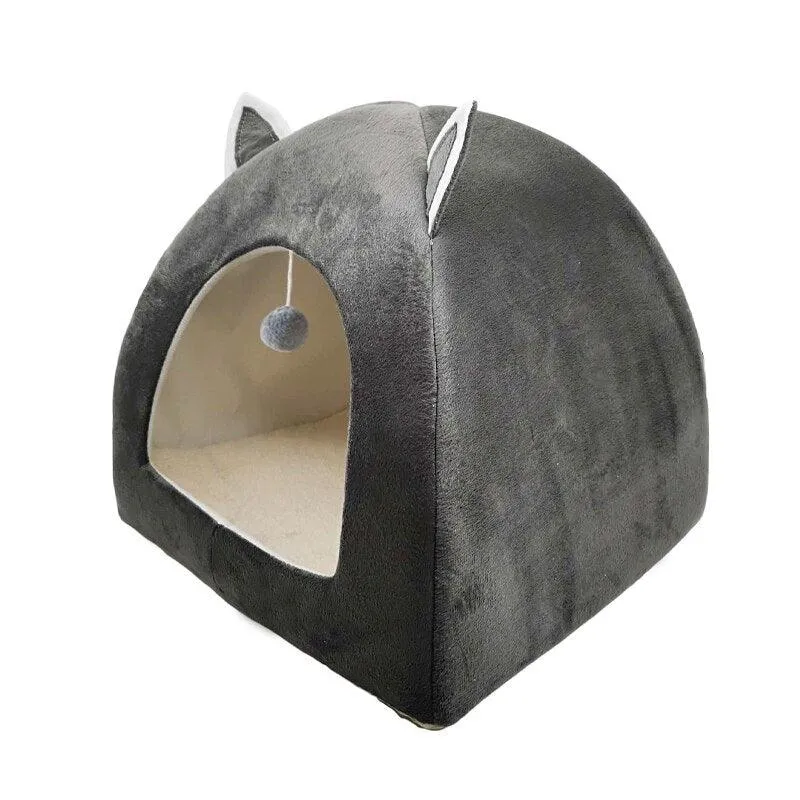 Foldable Cat Bed with Ball