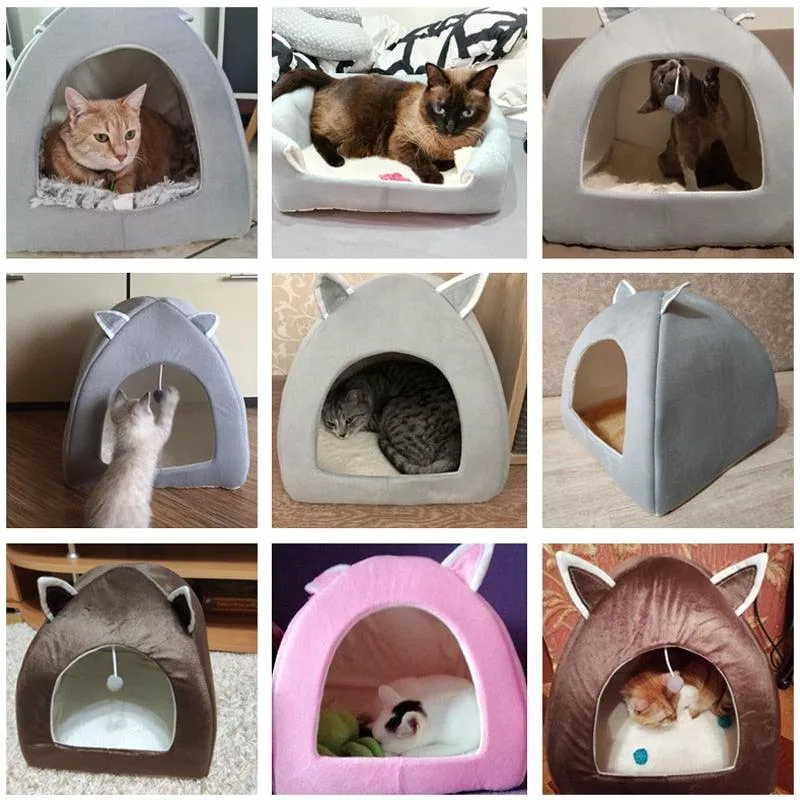 Foldable Cat Bed with Ball