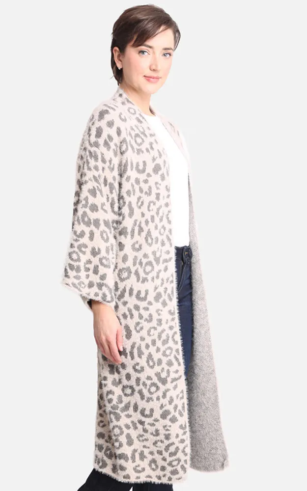 JP2189 Animal Print Fuzzy Soft Cardigan