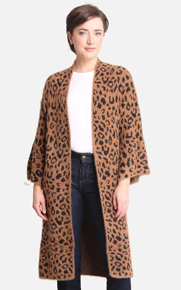 JP2189 Animal Print Fuzzy Soft Cardigan