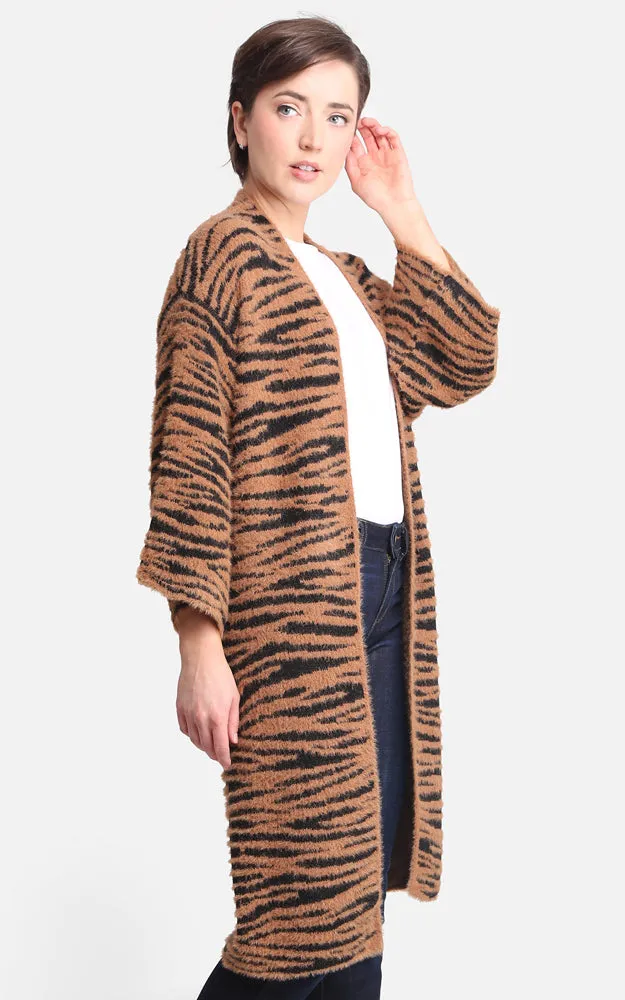 JP2189 Animal Print Fuzzy Soft Cardigan