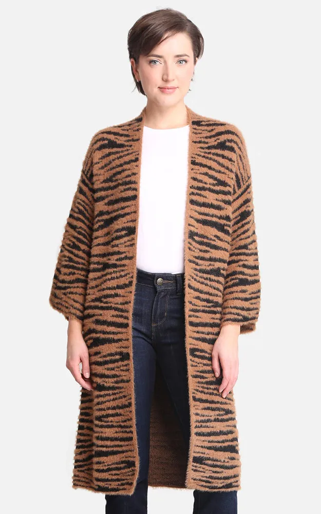 JP2189 Animal Print Fuzzy Soft Cardigan