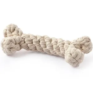 Natural Knotted Rope Dog Toy (Bone)