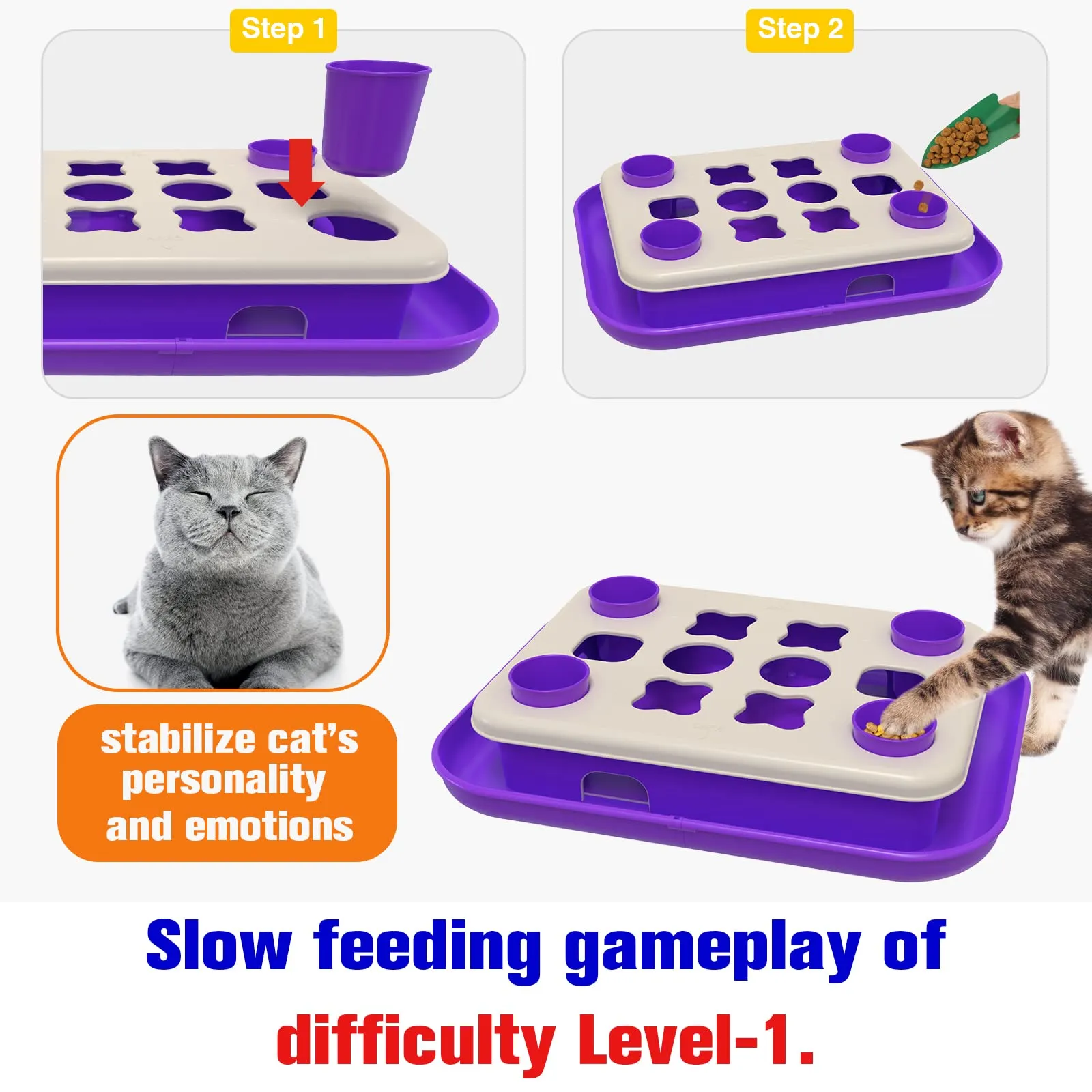 TACKDG 2nd Cats Treasure Chest Cat Puzzle Toy for Kitty Brain Stimulation Toys Kitten Food Treat Puzzles Feeder Dispenser Track Balls Mind Mental Stimulation Interactive Indoor