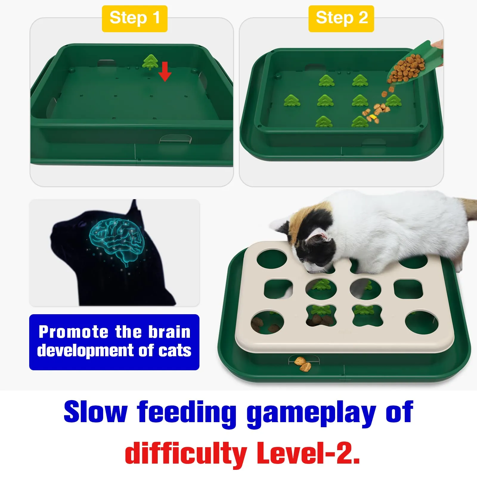TACKDG 2nd Cats Treasure Chest Cat Puzzle Toy for Kitty Brain Stimulation Toys Kitten Food Treat Puzzles Feeder Dispenser Track Balls Mind Mental Stimulation Interactive Indoor
