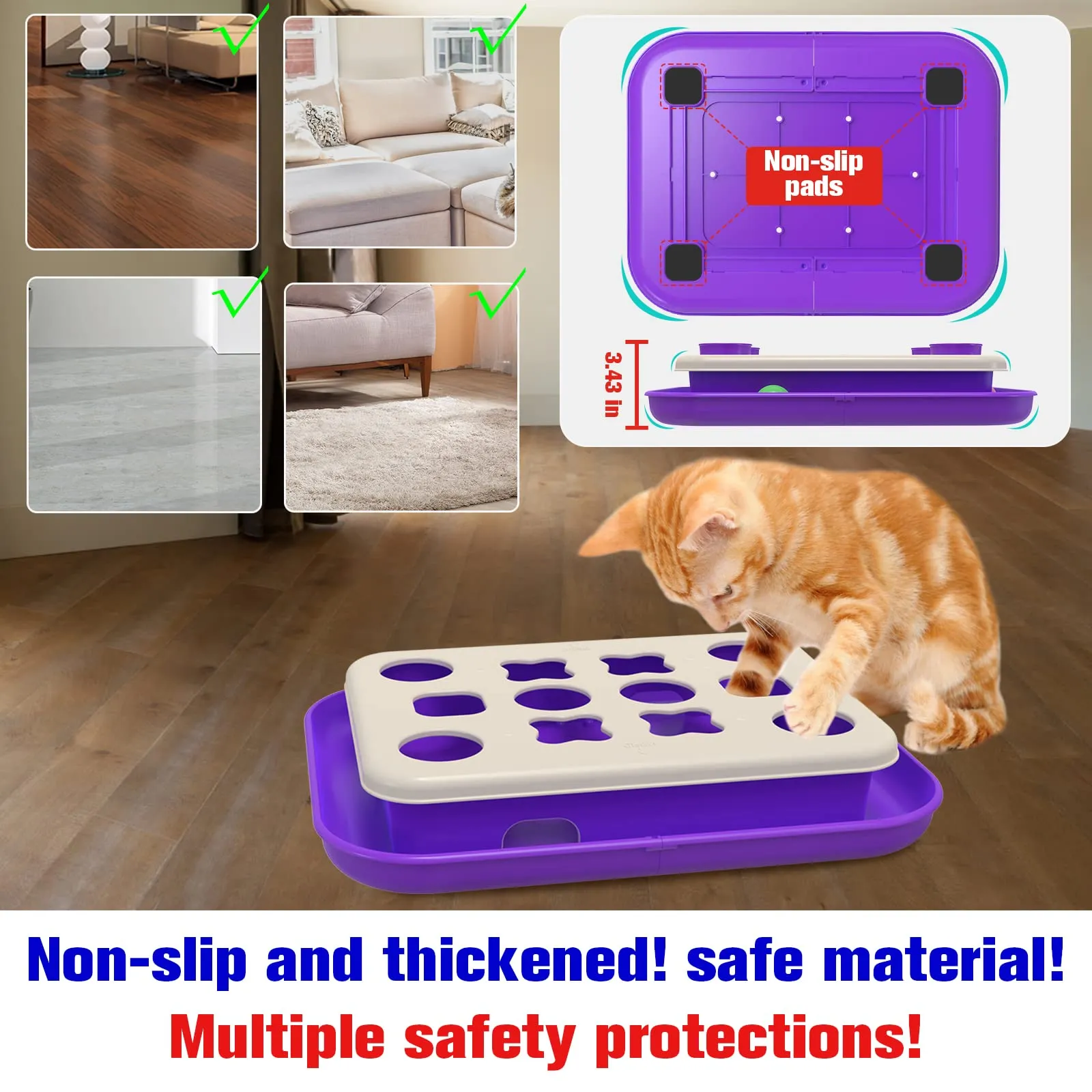 TACKDG 2nd Cats Treasure Chest Cat Puzzle Toy for Kitty Brain Stimulation Toys Kitten Food Treat Puzzles Feeder Dispenser Track Balls Mind Mental Stimulation Interactive Indoor