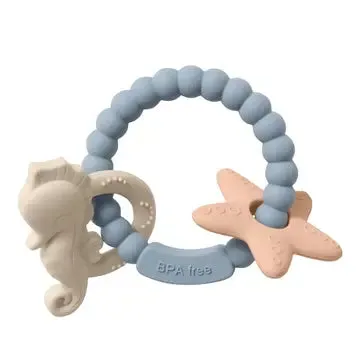 Three Hearts Seahorse Teething Ring