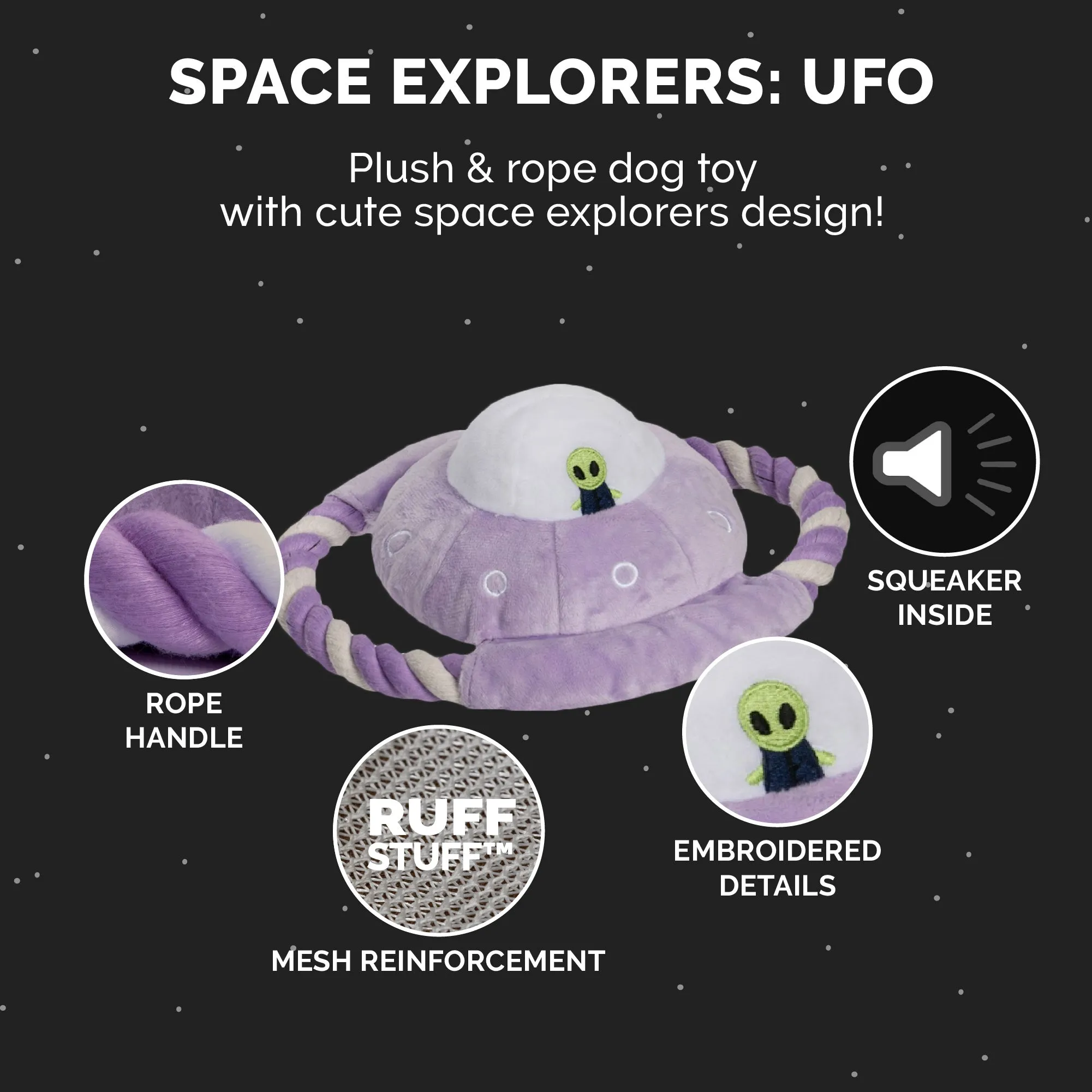 UFO Space Explorers Plush and Rope Dog Toy