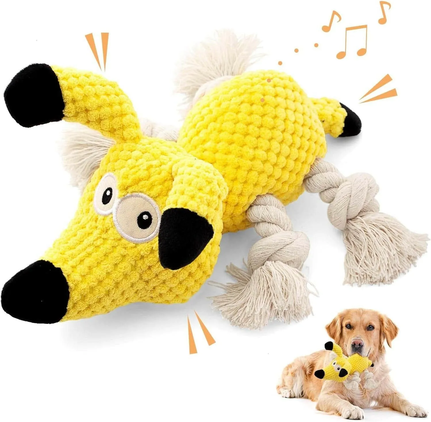 Ultimate Squeaky Dog Chew Toy - Durable Crinkle & Rope Toys for Teeth Cleaning