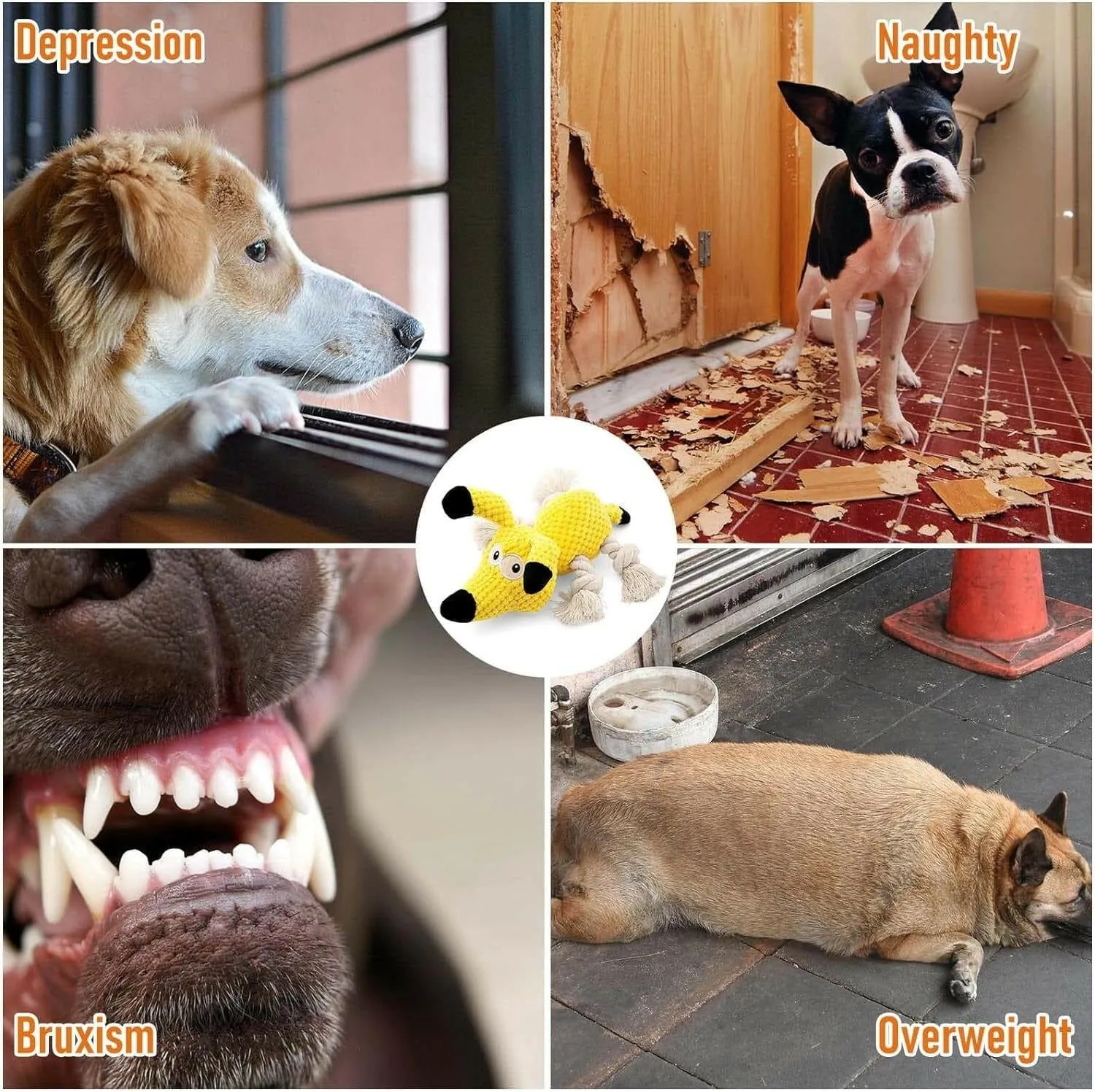 Ultimate Squeaky Dog Chew Toy - Durable Crinkle & Rope Toys for Teeth Cleaning