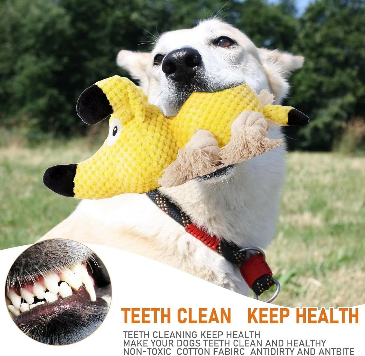 Ultimate Squeaky Dog Chew Toy - Durable Crinkle & Rope Toys for Teeth Cleaning